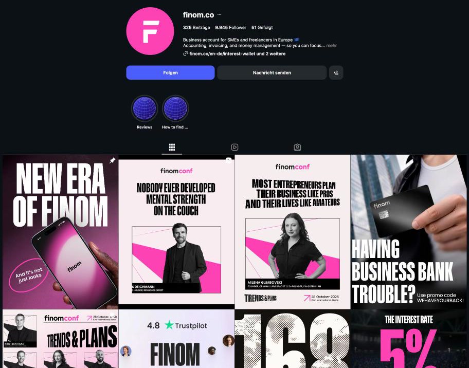 Instagram profile @finom.co on 26 Oct 2026