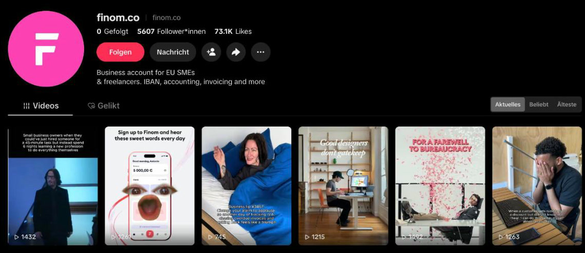TikTok profile @finom.co on 26 Oct 2026